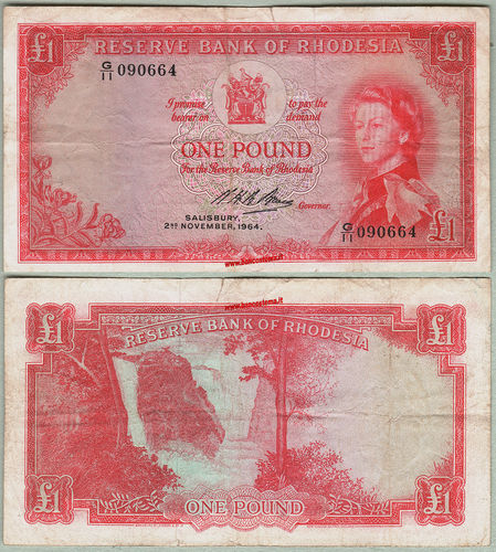 Rhodesia P25a 1 Pound 02.11.1964  vf