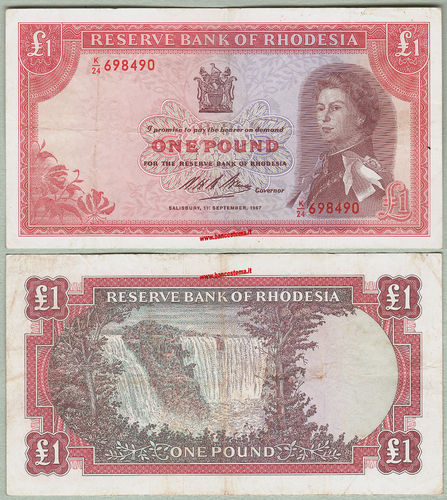 Rhodesia P28c 1 Pound 01.09.1967  vf