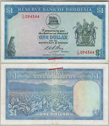 Rhodesia P30i 1 Dollar 12.08.1974 vfxf