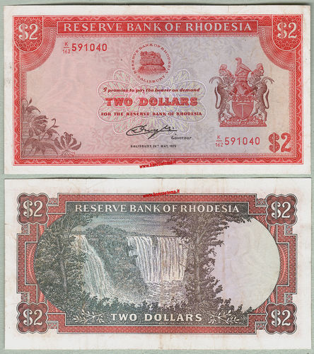 Rhodesia P39 2 Dollars 24.05.1979  vf