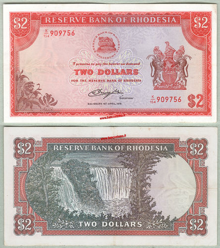Rhodesia P39 2 Dollars 24.05.1979  vf+