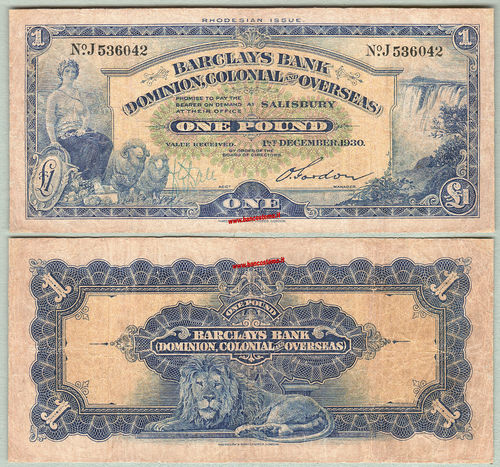 Rhodesia PS112a 1 Pound 01.12.1930 aF