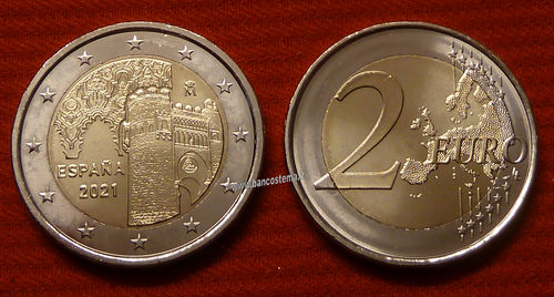 Spagna 2 euro commemorativo 2021 Citta’ storica di Toledo FDC