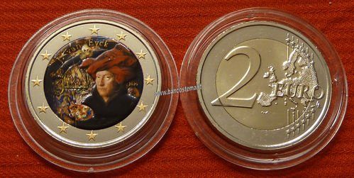 Belgio 2 euro commemorativo 2020 Jan van Eyck color fdc