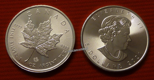 Canada 5 Dollars oncia 2021 unc