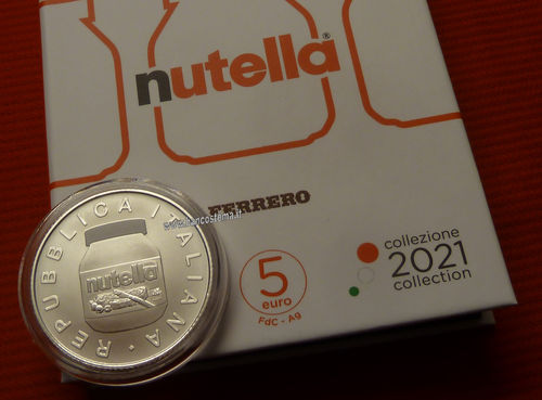 Italia 5 euro argento commemorativa "Nutella Bianca" 2021 fdc