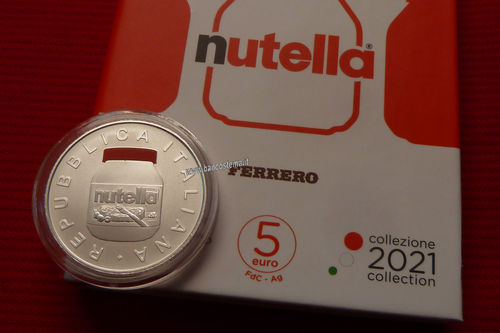 Italia 5 euro argento commemorativa "Nutella Rossa" 2021 fdc