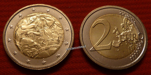 Italia 2 euro 2008 commemorativo 60º anniv. della Dichiarazione universale dei diritti umani fdc