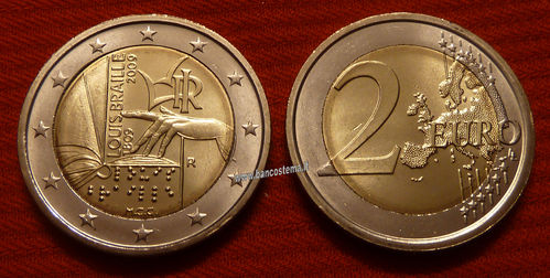 Italia 2 euro 2009 commemorativo 200º anniversario dalla nascita di Louis Braille fdc