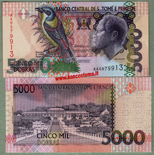 Sao Tomè & Prince P65a 5.000 Dobras 22.10.1996 unc