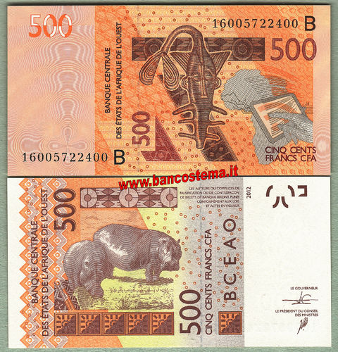 Benin P219Be 500 Francs 2016 unc W.a.s. let B