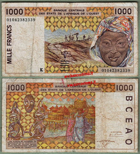 Senegal P711Kk 1.000 Francs 2001 vf W.A.S. let.K