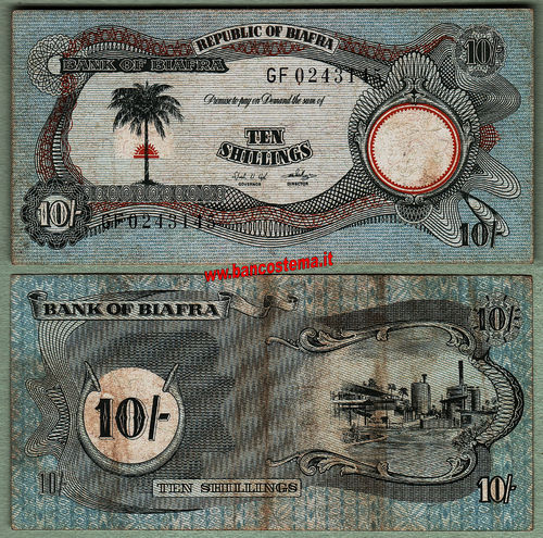 Biafra P4 10 Shillings nd 1968-69 VF