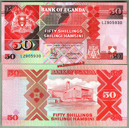 Uganda P30c 50 Shillings 1994 unc