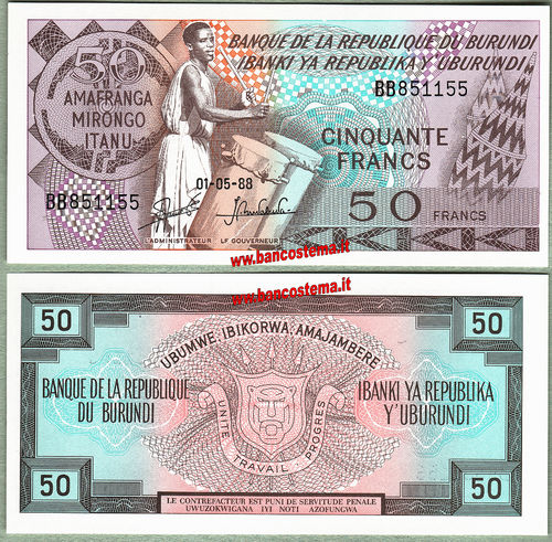 Burundi P28c 50 Francs 01.05.1988 unc