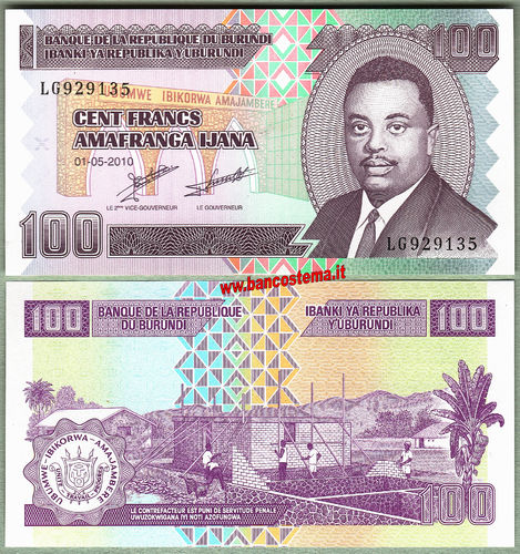 Burundi P44a 100 Francs 01.05.2010 unc