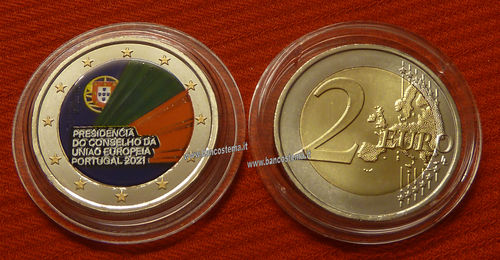 Portogallo 2 euro commemorativo 2021 Turno di Presid. del Consiglio dell'Unione europea color FDC
