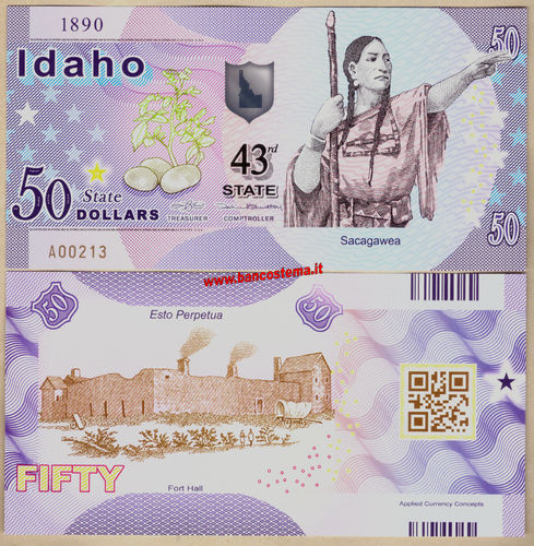 Usa 50 dollars Idaho 43th State Polymer unc