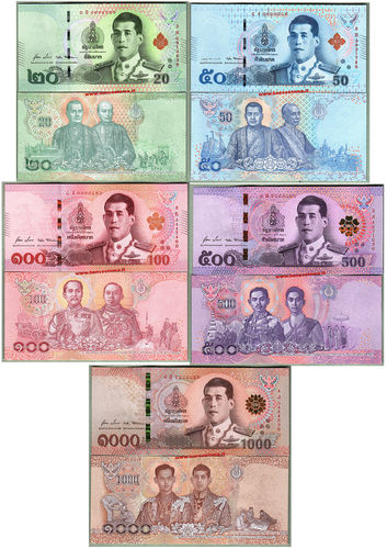 Thailand 20-50-100-500-1.000 Bath nd (2020) unc