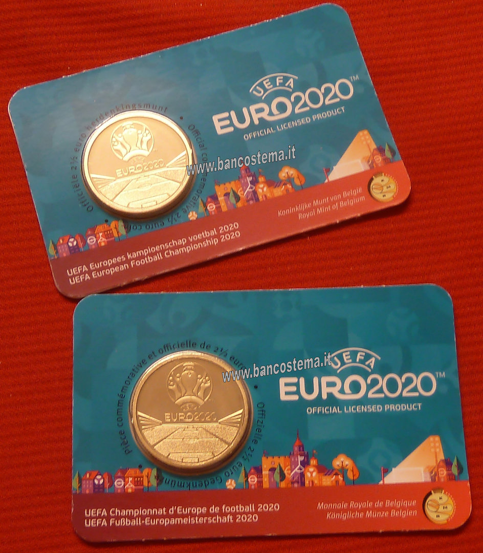Belgio 2,5 euro commemorative 2021 coincard Uefa EURO2020 vers.olandese e francese