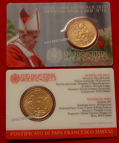 Vaticano coin card 50 cent nr.12 2021 fdc