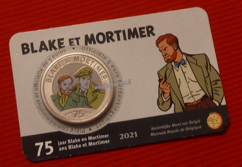 Belgio 5 euro commemorativo 2021 coincard 75°anniv.Blake e Mortimer fdc