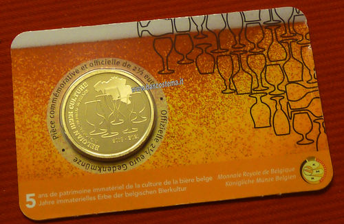 Belgio 2,5 euro commemorativo 2021 coincard Birra Belga vers francese fdc