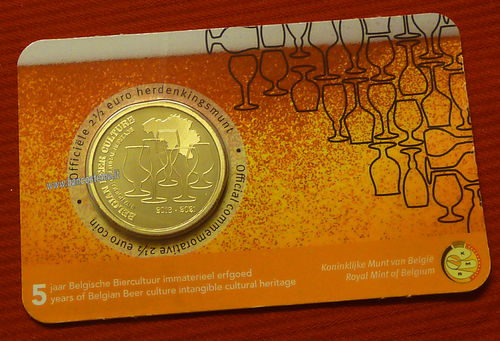 Belgio 2,5 euro commemorativo 2021 coincard Birra Belga vers fiaminga fdc
