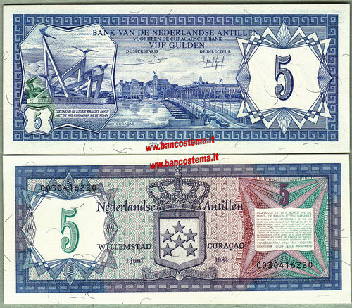 Netherlands Antilles P15b 5 Gulden 01.06.1984  unc