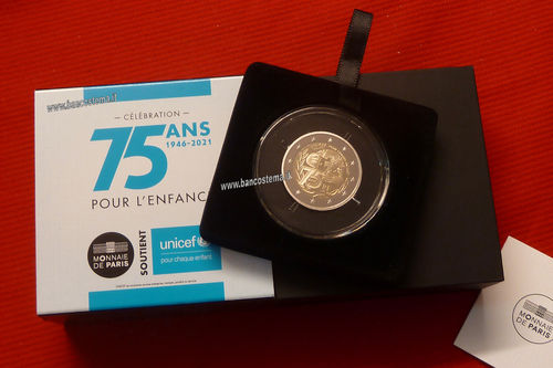 Francia 2 euro commemorativo 75º anniversario dell’UNICEF 2021 proof