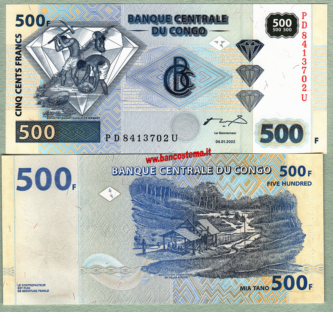 Congo Democratic Republic P96a 500 Francs 04.01.2002 unc