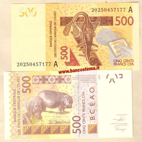 Ivory Coast W.a.s. let.A  500 Francs 2020 unc