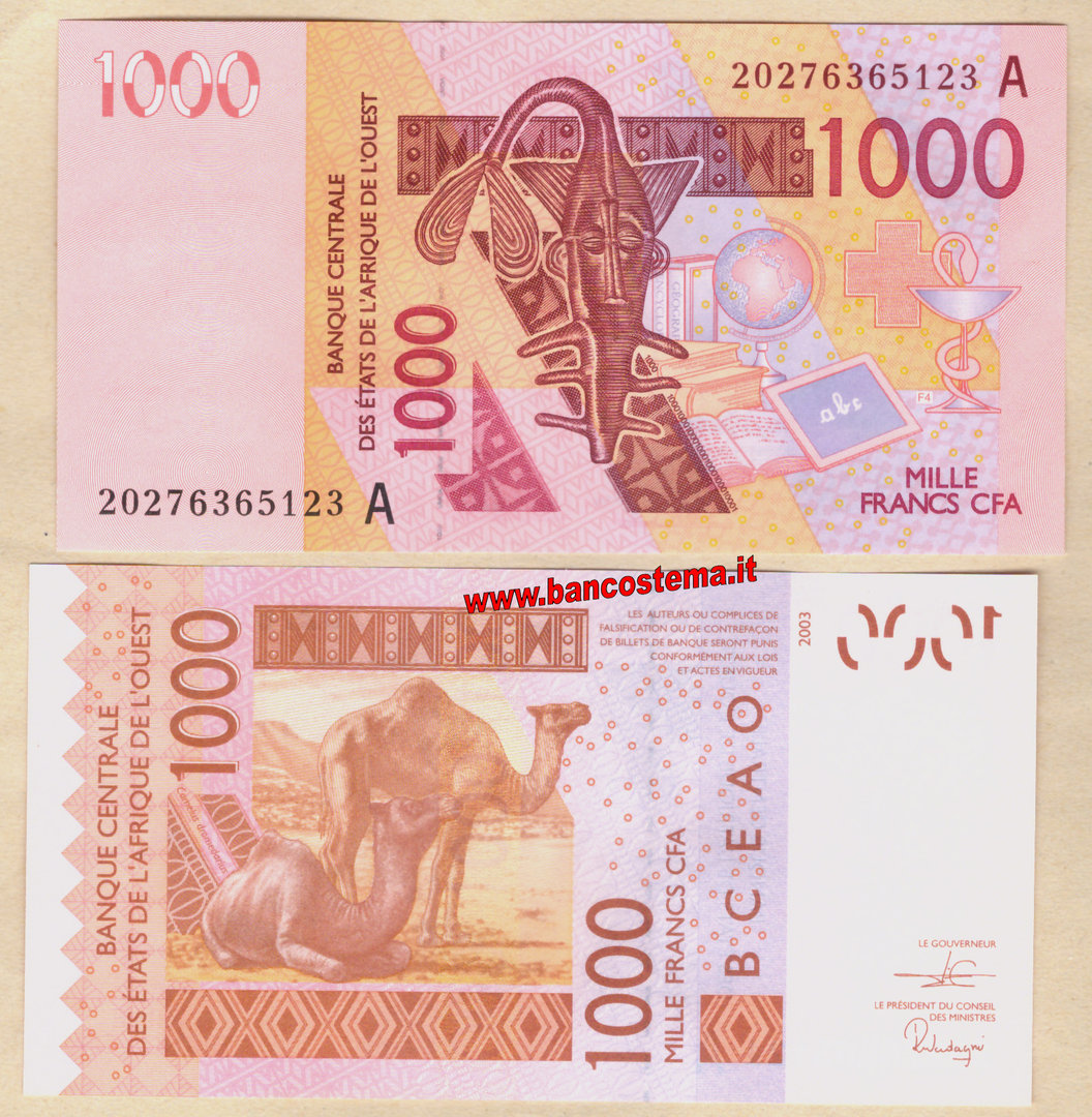 Ivory Coast W.a.s. let.A  1.000 Francs 2020 unc