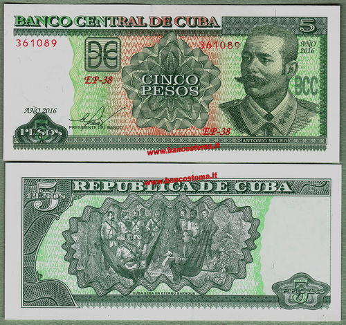 Cuba P116p 5 Pesos 2016 unc