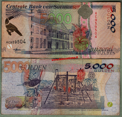 Suriname P143b 5.000 Gulden 01.02.1999 vf