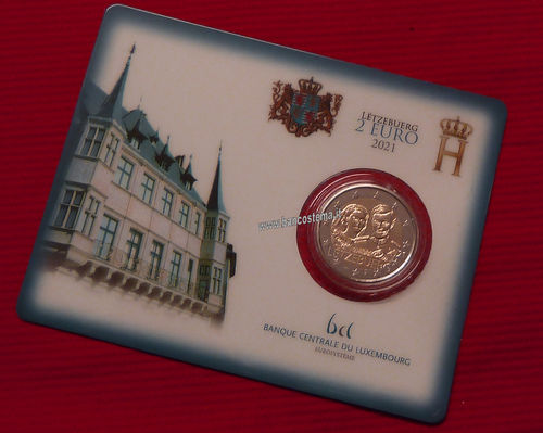 Lussemburgo 2 euro commemorativo 2021 40º anniv. di matrim. di Enrico e Maria Teresa coincardFDC