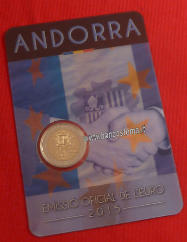 Andorra 2 euro commemorativo 2015 accordo doganale UEi folder fdc