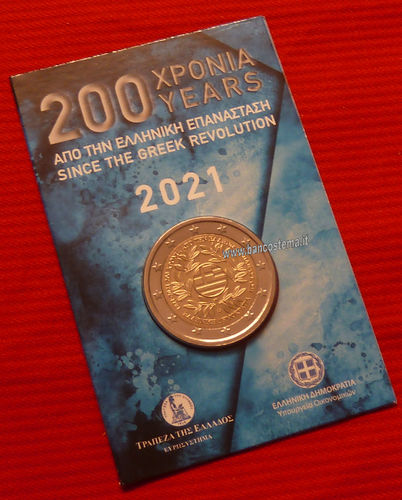Grecia 2 euro commemorativo 2021 200º anniversario della Guerra d'indipendenza greca  coin card FDC