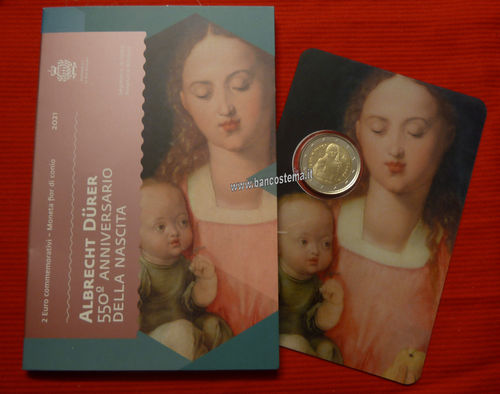 San Marino 2 euro 2021 commemorativo550° anniversario della nascita di Albrecht Dürer fdc in folder