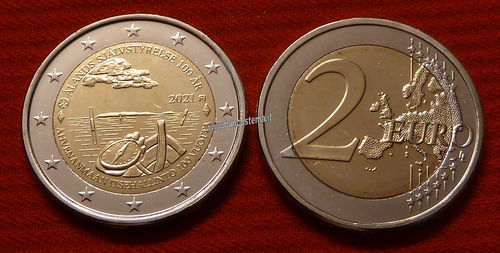 Finlandia 2 euro commemorativo 2021 100º anniversario dell'autogoverno delle Isole Åland FDC