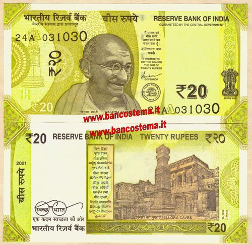 India 20 Rupies 2021 unc