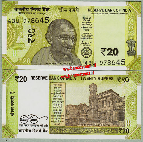 India 20 Rupies 2020 unc
