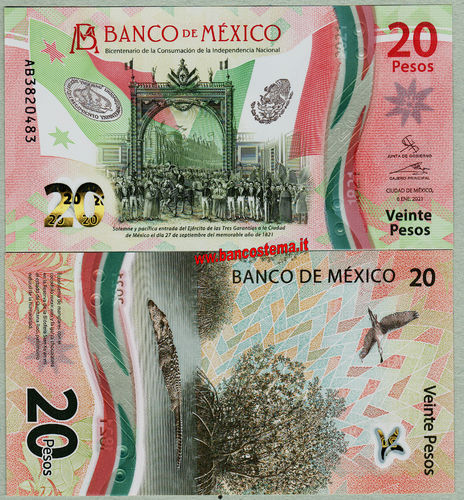 Mexico 20 Pesos 06.1.2021 commemorativa polymer unc