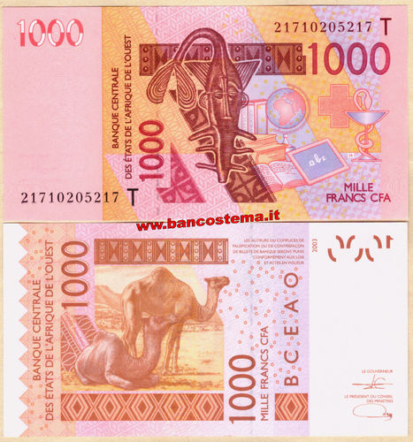 Togo 1.000 Francs 2021 unc W.A.S let.T