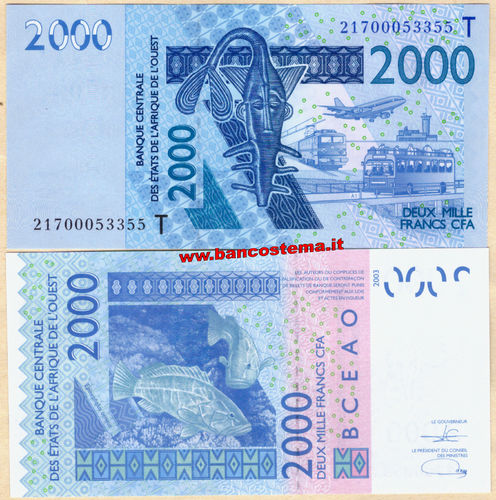 Togo 2.000 Francs 2021 unc W.A.S let.T