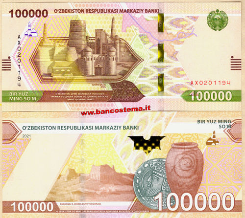 Uzbekistan 100.000 Som 2021 unc