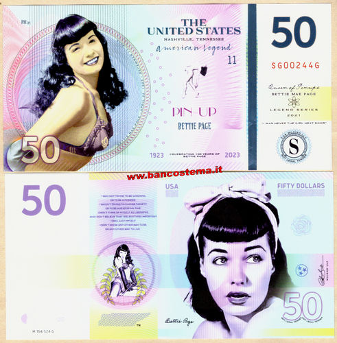 United States of America 50 Dollars Bettie Page polymer 2021 unc
