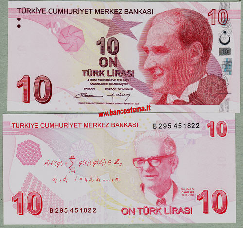 Turkey P223b 10 Lirasi 2009 (2012) unc
