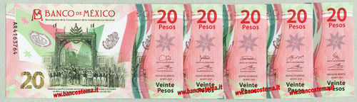 Mexico 20 Pesos 06.1.2021 commemorativa 5 firme differenti polymer unc