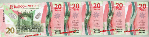 Mexico 20 Pesos 24.5.2021 commemorativa 5 firme differenti polymer unc